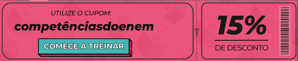 Ilustração do cupom "competênciasdoenem" com 15% de desconto nos pacotes da Imaginie. A imagem direciona para o seguiten link: